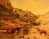 Victor Pierre Huguet Arabs Resting in a Gorge painting